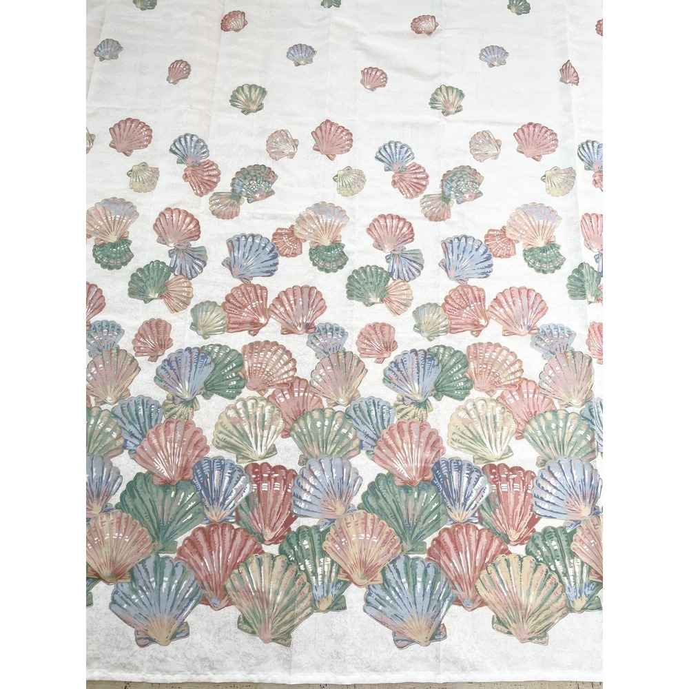 Vintage‎ Springs Home Seashell Shower Curtain White Pastel Coastal 69x69 USA 515